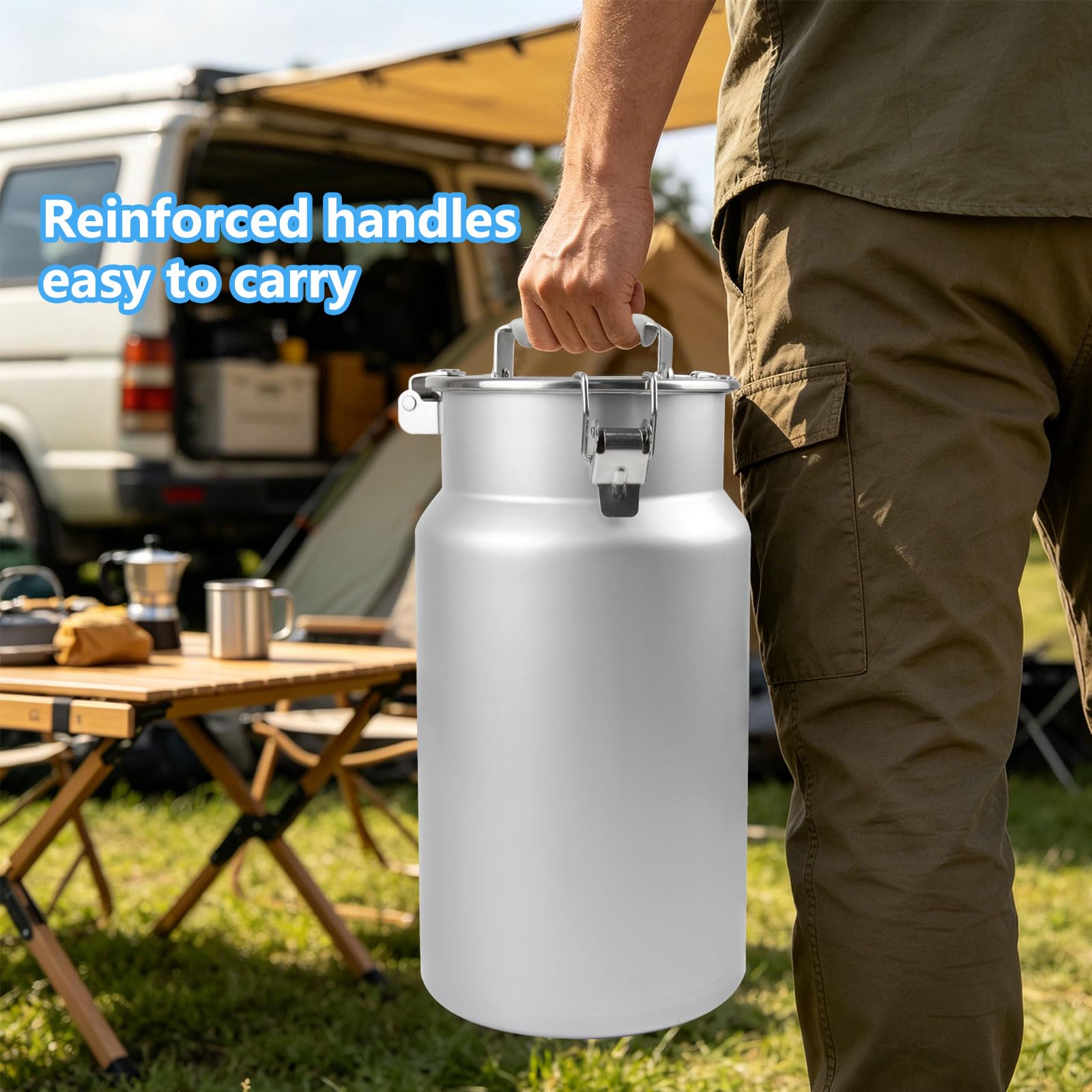 Lata De Leche con Tapa, Tarro Portátil De Acero Inoxidable para Conservar Alimentos, Cubo para Guardar Arroz Jarra De Almacenamiento para Cereales, Harina Y Café En Grano,7L 17 × 30 cm