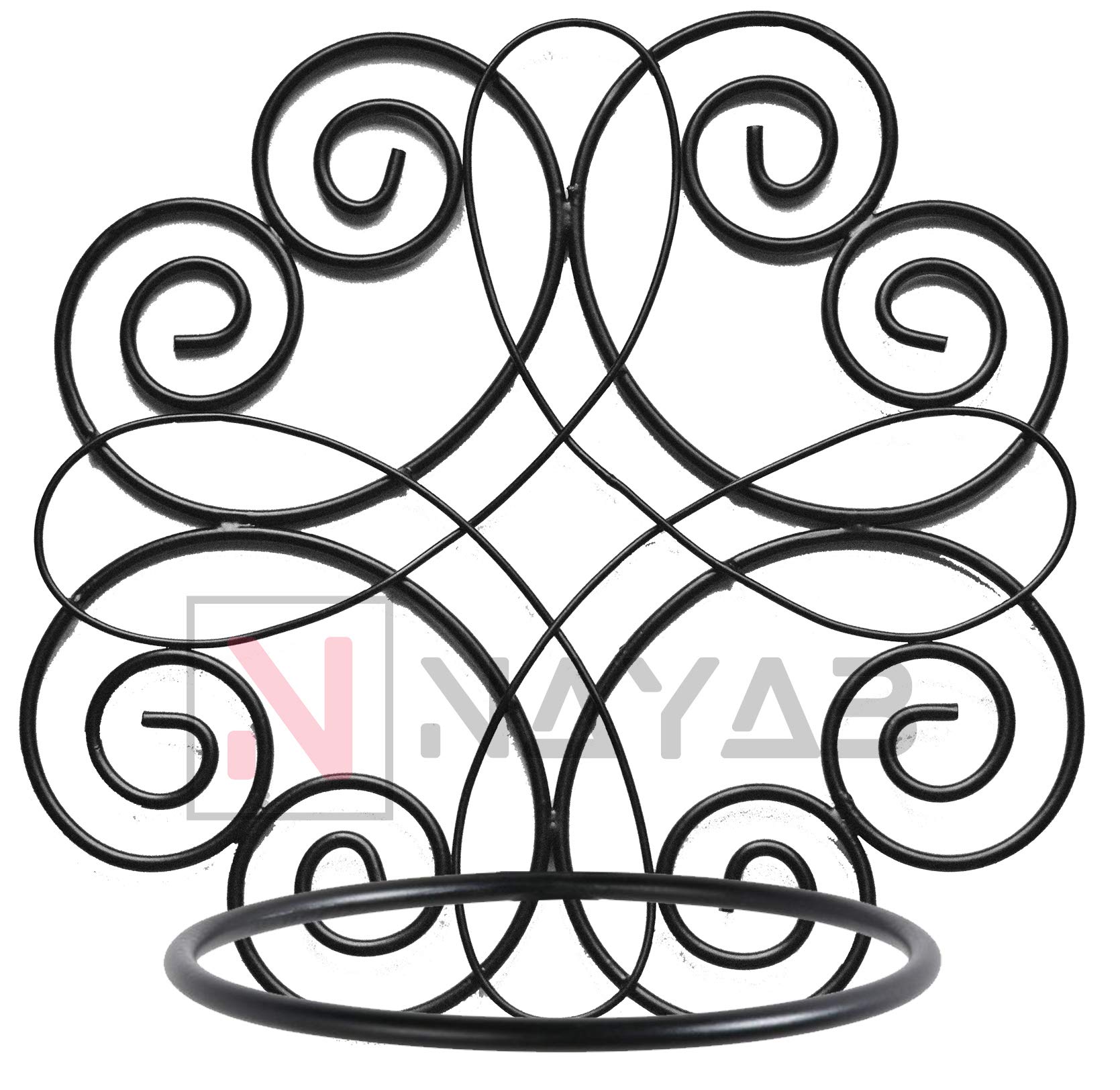 Wall Mounted Iron Plant Holder - Black -2