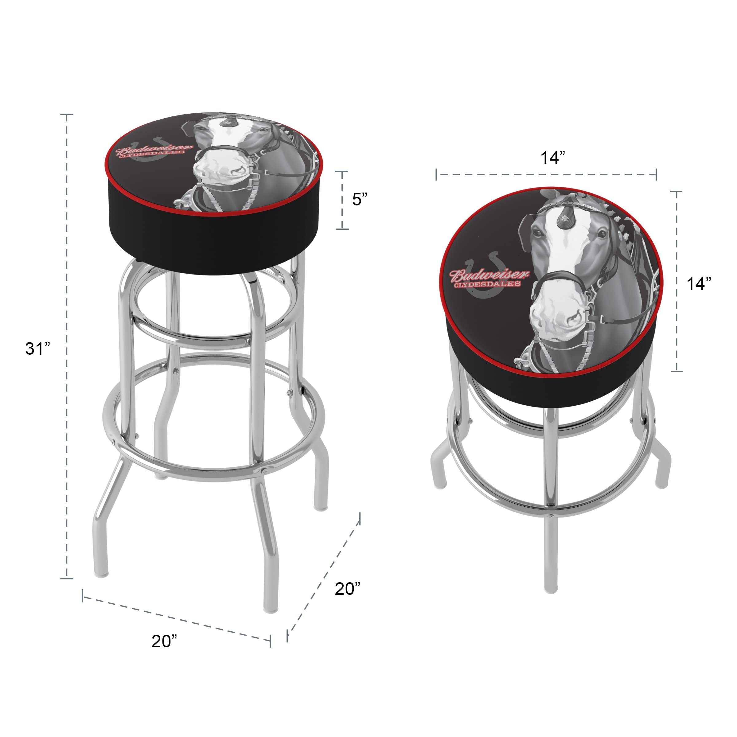 Amazon.com: Bar Stool - Budweiser Clydesdale Black Stool with Foam