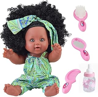 TUSALMO 12 inch Lifelike Silicone Vinyl Newborn Baby Dolls, African American Baby Black Dolls, give for Kids and Girl Holiday Birthday Gift, African Black Dolls, Reborn Doll