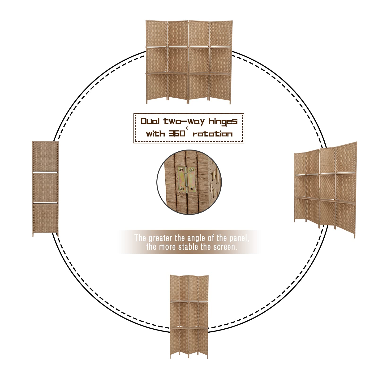 Buy Room Divider with Shelves, Room Divider 4 Panel Temporary