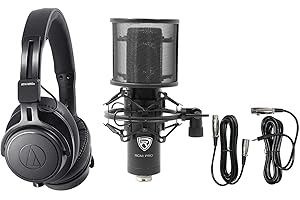 Audio-Technica Professional Studio Headphones Bundle - Closed-Back Headphone ATH-M60x w/ Samson Q2U...