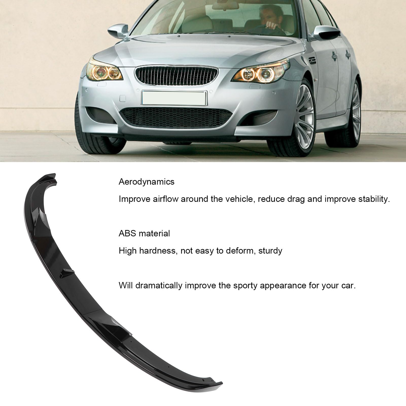Spoiler przedniego zderzaka, 3PCS Zestaw body splittera przedniego zderzaka do E60 E61 M5 2005-2010, Automotive Lip Chin Splitter, Wymiana dyfuzora przedniego spojlera wargowego