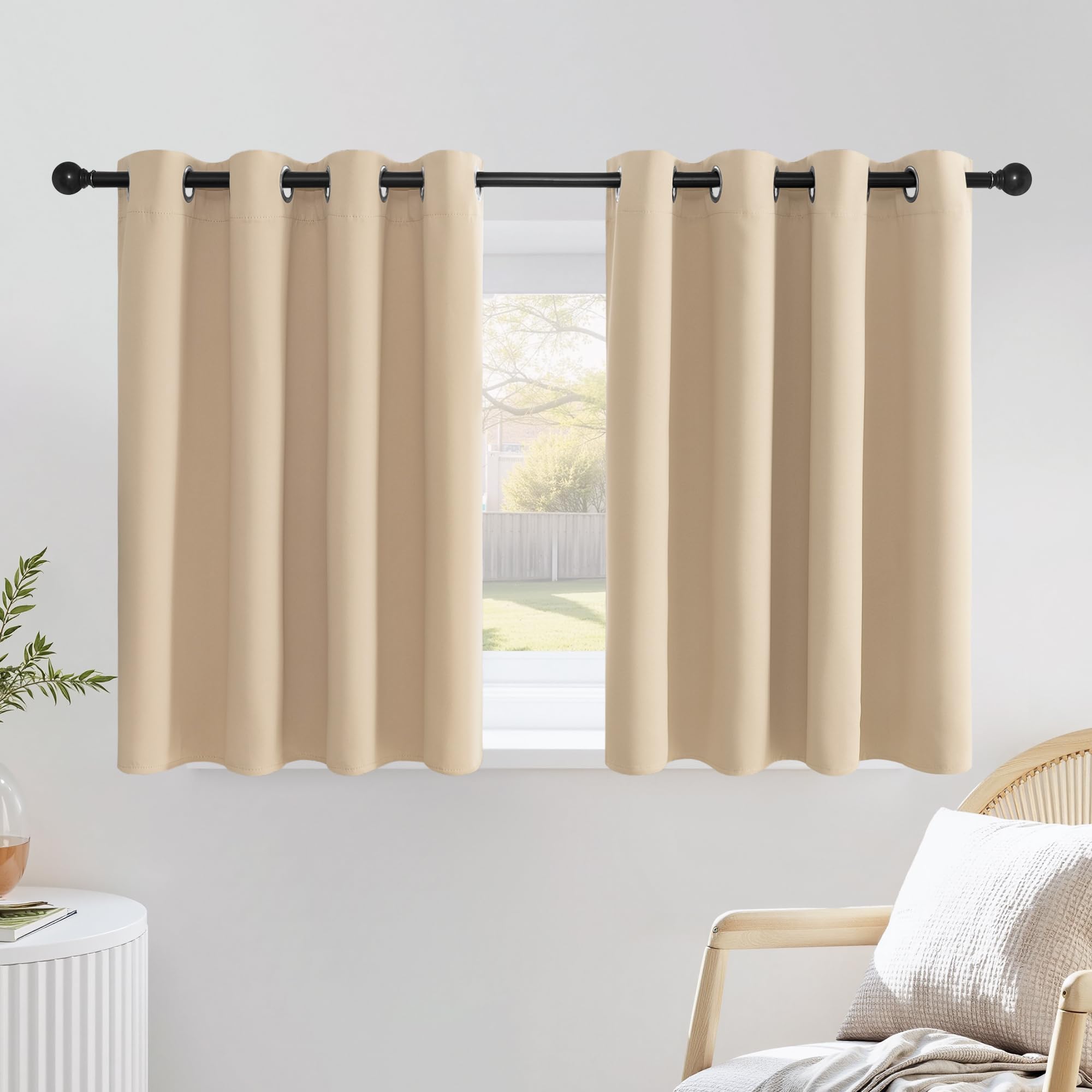 NICETOWN Biscotti Beige Cafe Curtains