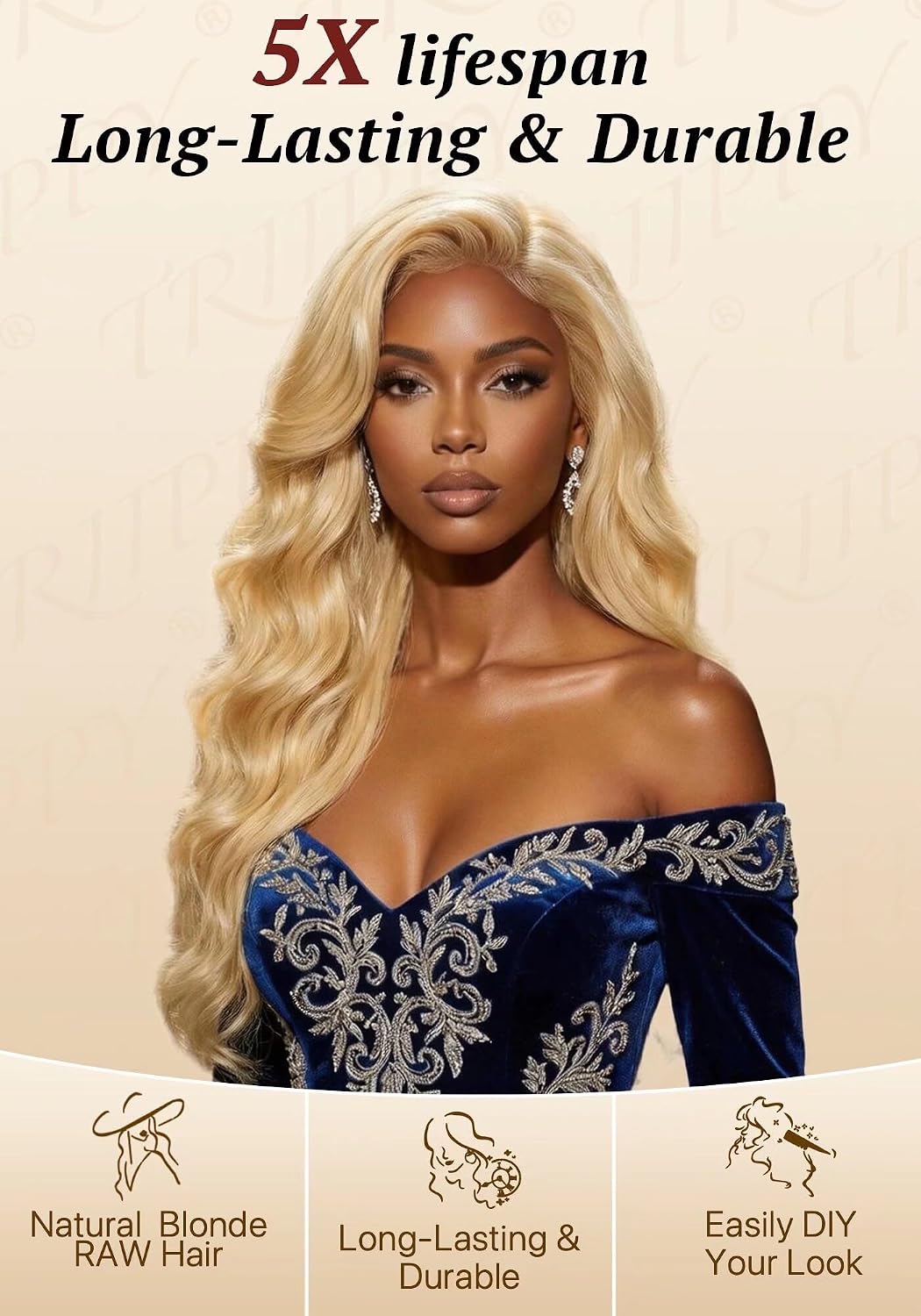 TRIIPPY Natural Honey Blonde Bundles Human Hair,100% Vietnamese Raw Human Hair Natural Body Wave,613 Sew in Weave Single Bundle,5X Lifespan Over Regular 613 Hair,No.1 Raw Hair Brand On Amazon(26 Inch)