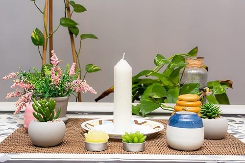 Miniatura 5 de Velas de pilar de cera de abeja 100% natural (6 x 1.25-1.5 pulgadas). Candelabro sin perfume con patrón de panal para decoración de centro de mesa.
