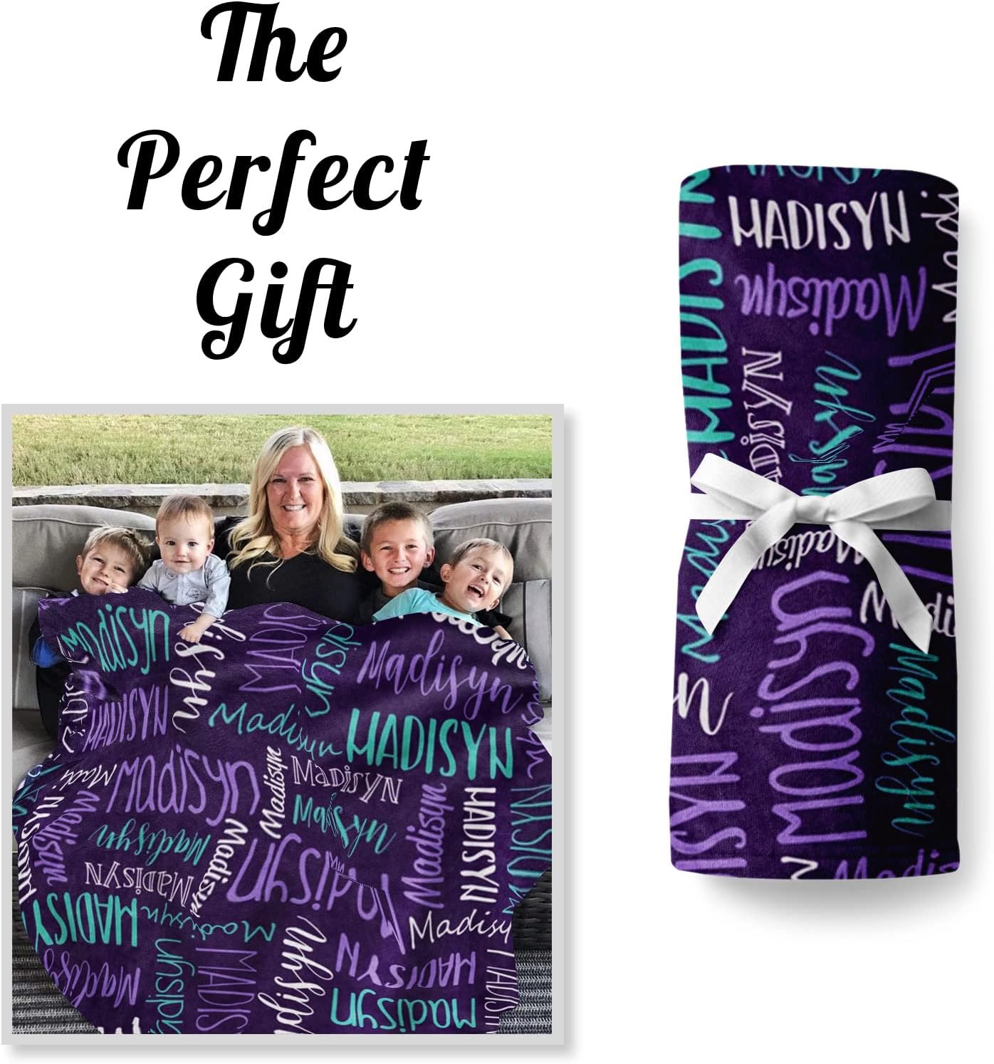 Ship Next Day, Personalized Baby Blankets for Baby Boys Girls, Kids Custom Name Blanket for Newborn Toddler Teen Adult, Monogram Daycare Receiving Throw Moms Gifts(40"x50") Purple