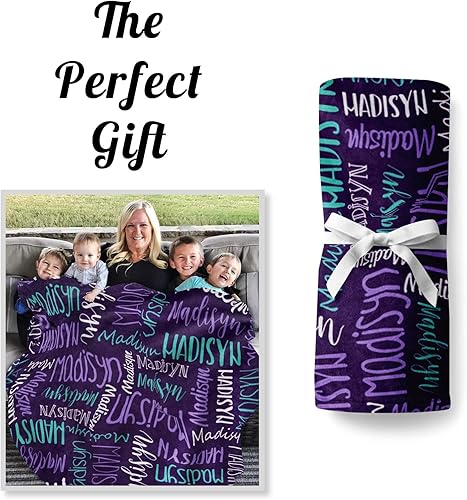 Miniatura 240 de Mantas personalizadas con nombre para niños, mantas de bebé personalizadas para niños y niñas, manta de nombre personalizada súper suave para niños