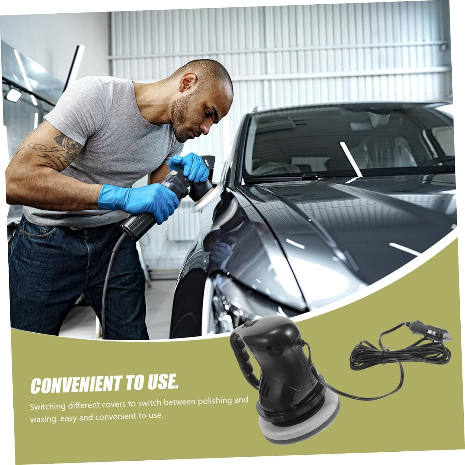 OUNONA DC12V Car Polisher Waxing Machine Kit Detachable Handle Speed Control for Car Detailing and Polishing