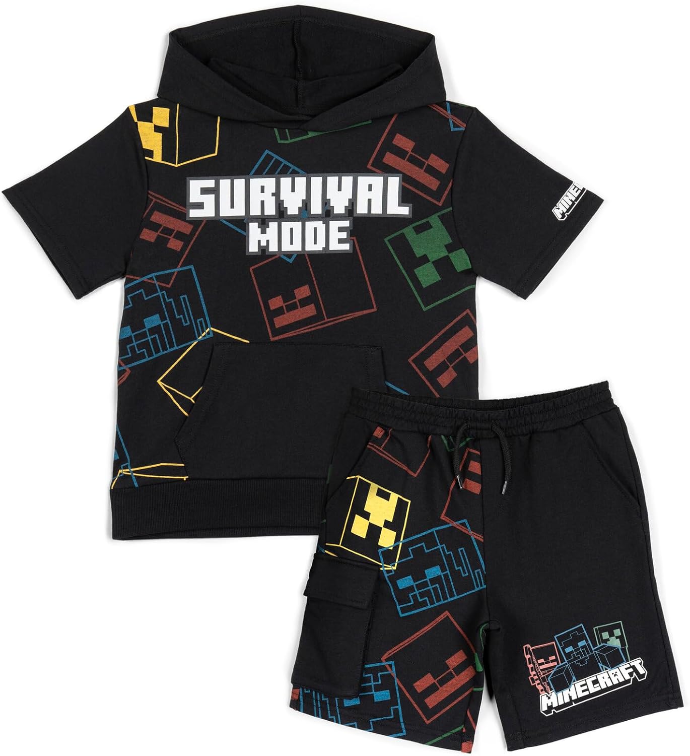 Minecraft French Terry Pullover Hoodie and Shorts Toddler to Big Kid Sizes (4T - 18-20)