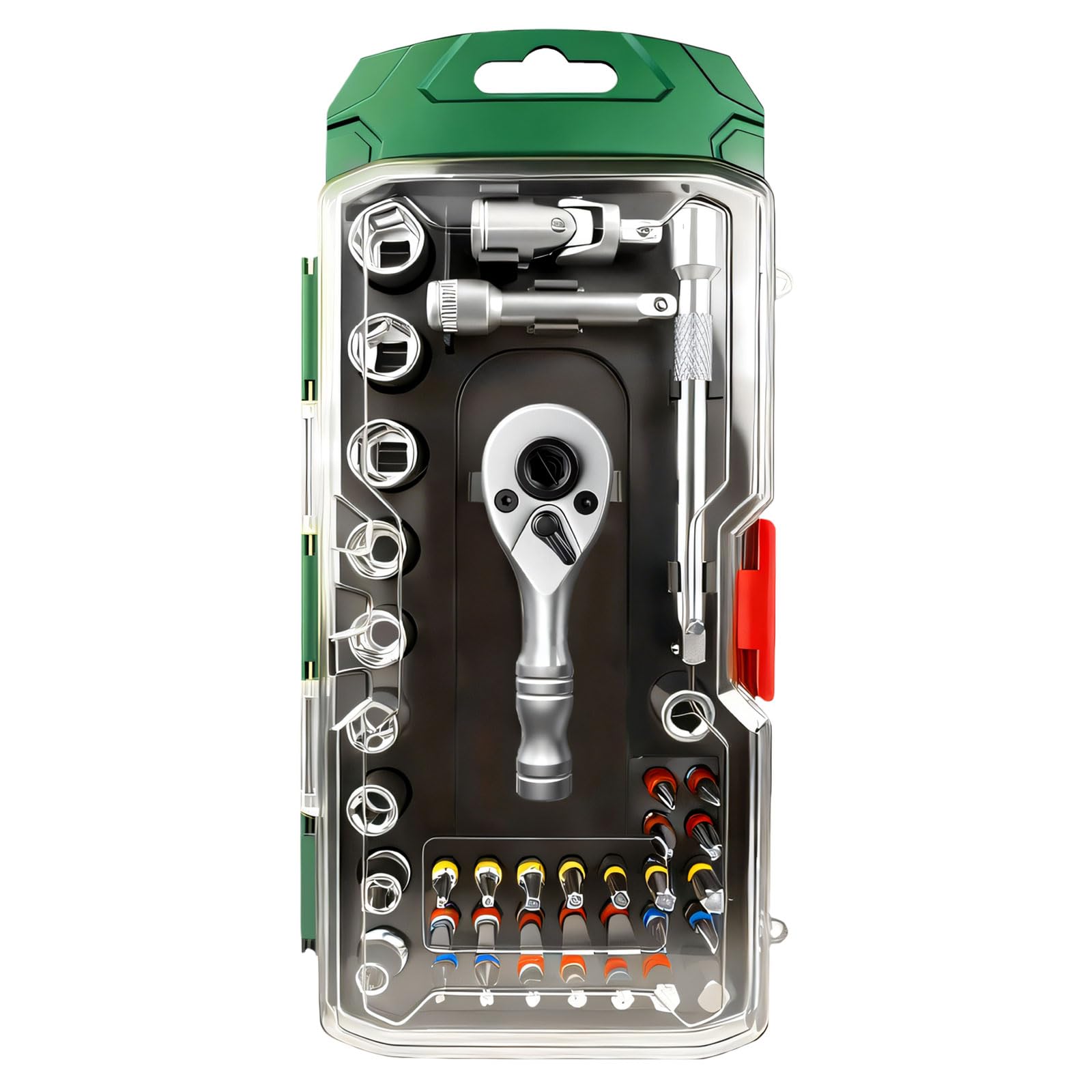Kaccde Silver Handle Multifunction Ratcheting Wrench 72 Tooth Mechanism Torque Control Repair Ratchets Wrenches