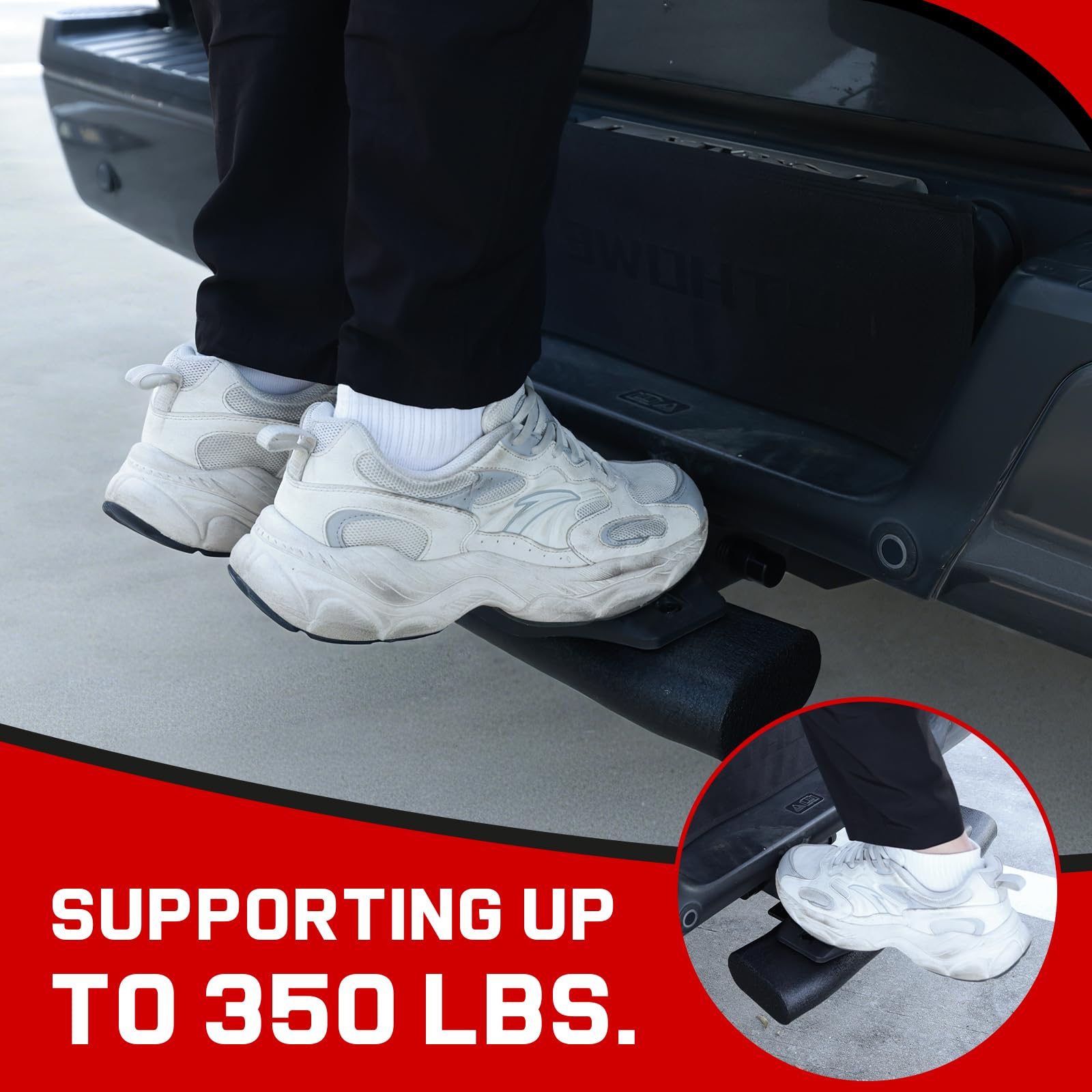 Trailer Hitch Step for 2 Hitch Receiver Universal Fit for Trucks SUV Car Van Carbon Steel with Dual-Stage — view 5