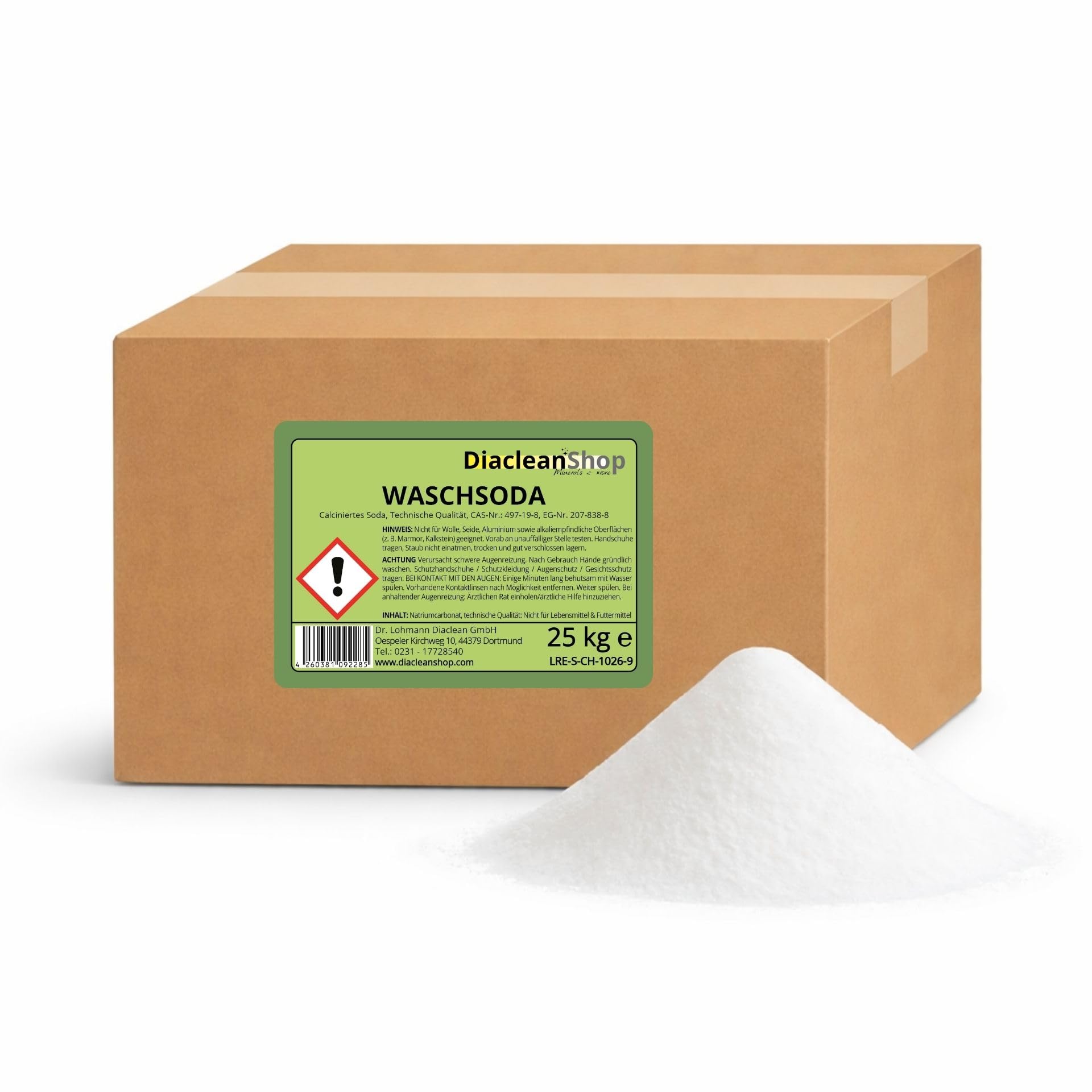 DIACLEANSHOP Waschsoda Pulver 25kg Reine Soda Natriumcarbonat