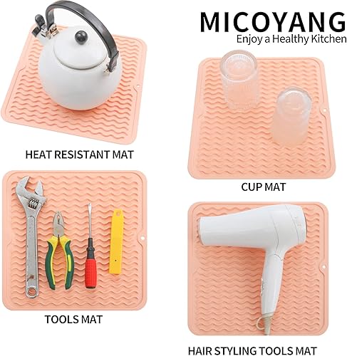 Miniatura 524 de Tapete de silicona para secado de platos para múltiples usos, fácil de limpiar, ecológico, resistente al calor, tapete de silicona para encimera