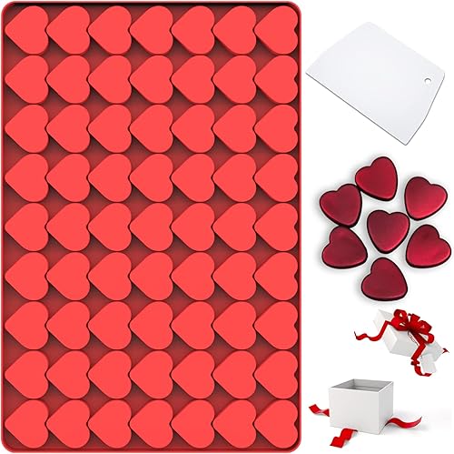 Moldes de silicona con forma de corazón, 63 moldes grandes de chocolate con forma de corazón para hornear caramelos, gomitas y gelatina, bonitos
