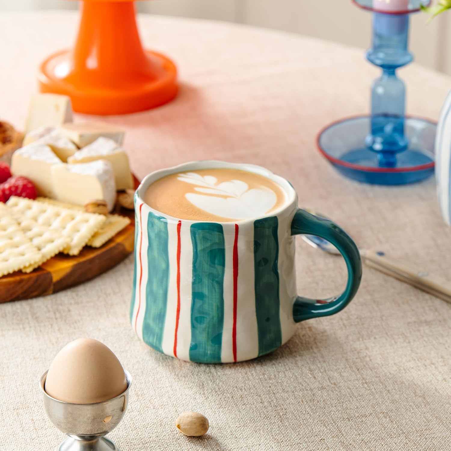 Stripe Ceramic Coffee Mugs, 12oz Vibrant Striped Red and Green Alternating Design Cute Mugs, Dishwasher & Microwave Safe Cups for Coffee, Tea, and Cocoa, Perfect for Daily Brews tea or coffee - Image 2