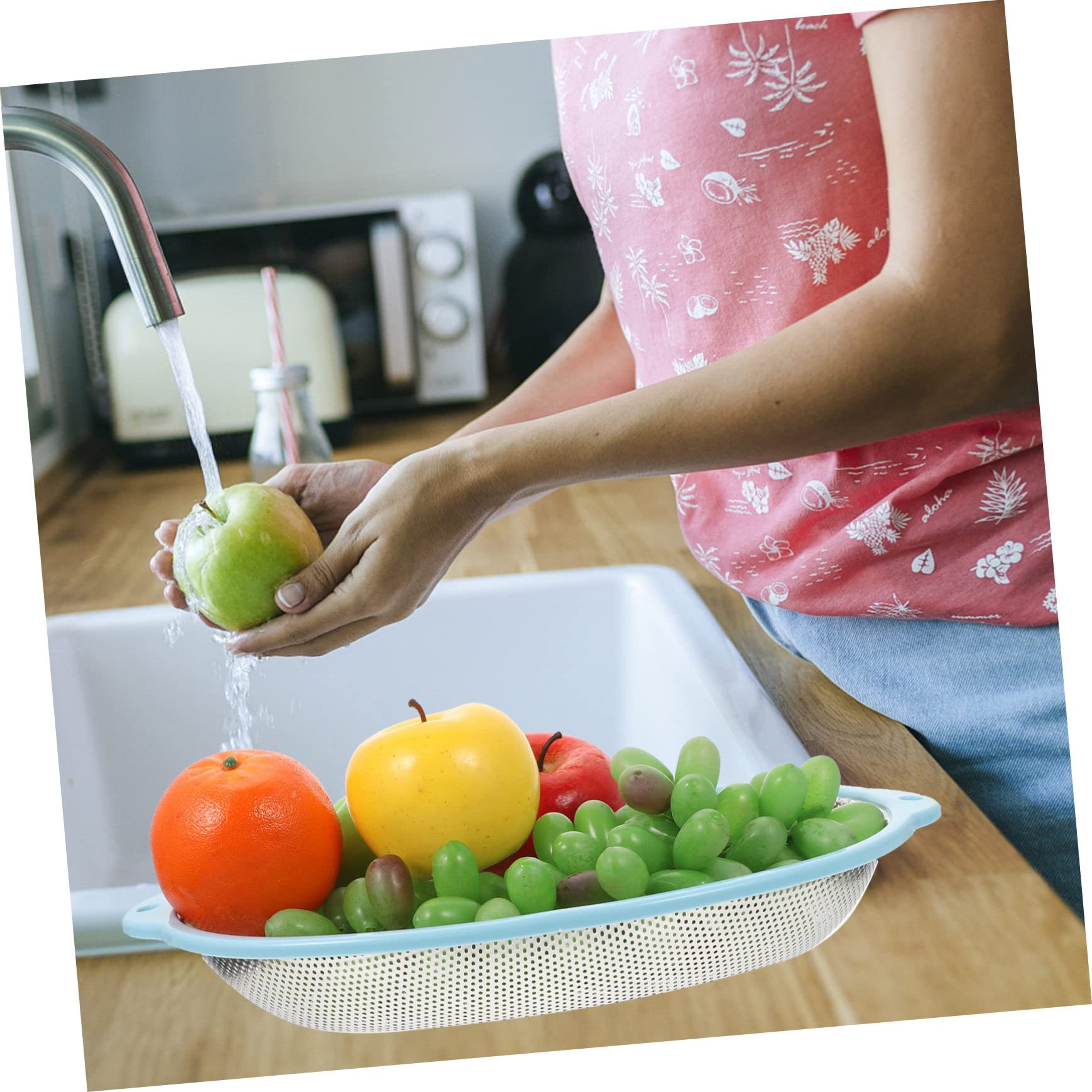 SHOWERORO 2piezas Escurridor De Acero Inoxidable Para Arroz y Verduras Cesta De Drenaje Multifuncional Malla Fina Para Fregadero Para Lavar Arroz y Ensaladas Cocina