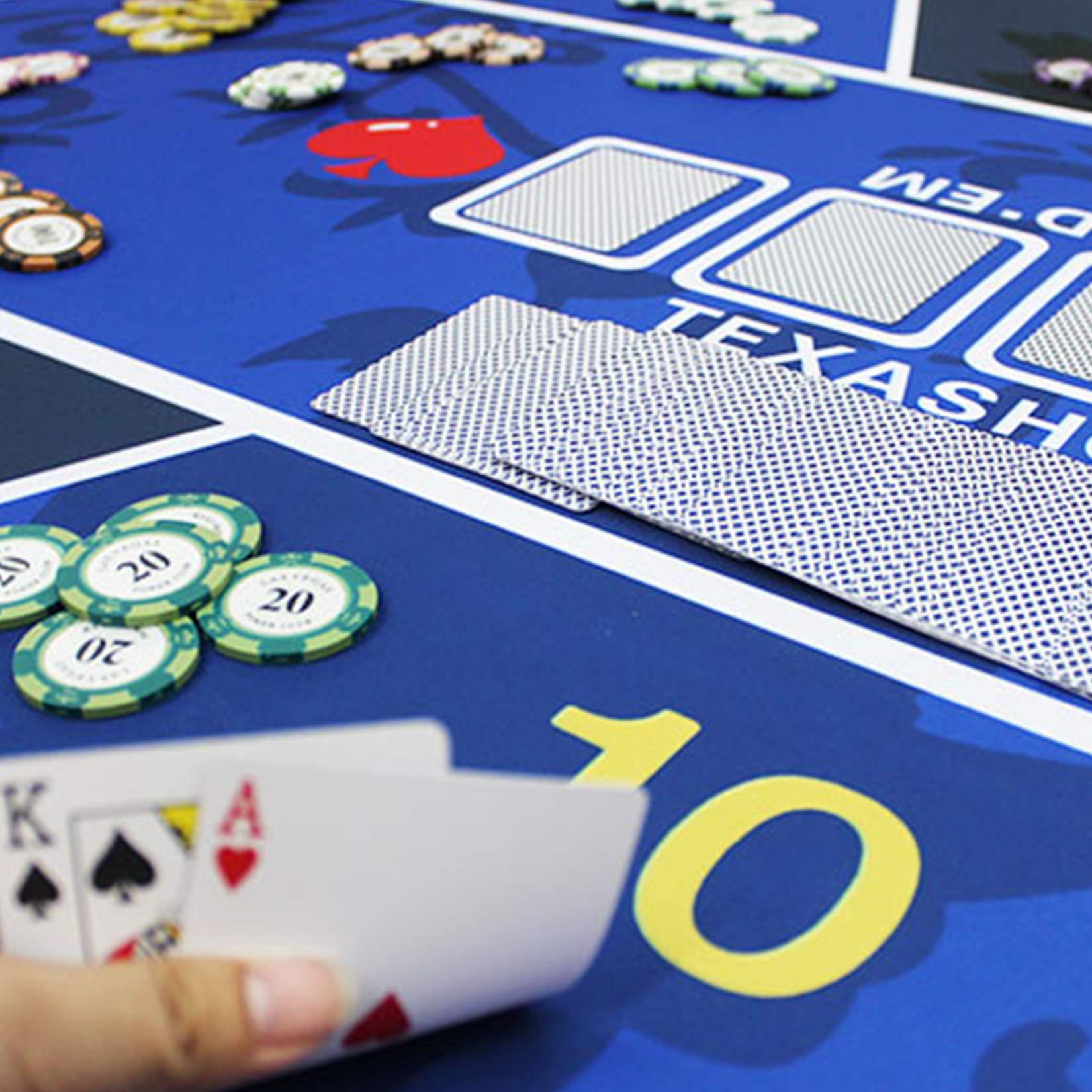 ORIENTOOLS Alfombrilla de póquer profesional de 90 x 180 x 0,2 cm, diseño de mesa de póquer portátil, mesa de póquer para jugar a las cartas, juegos de póquer (azul)