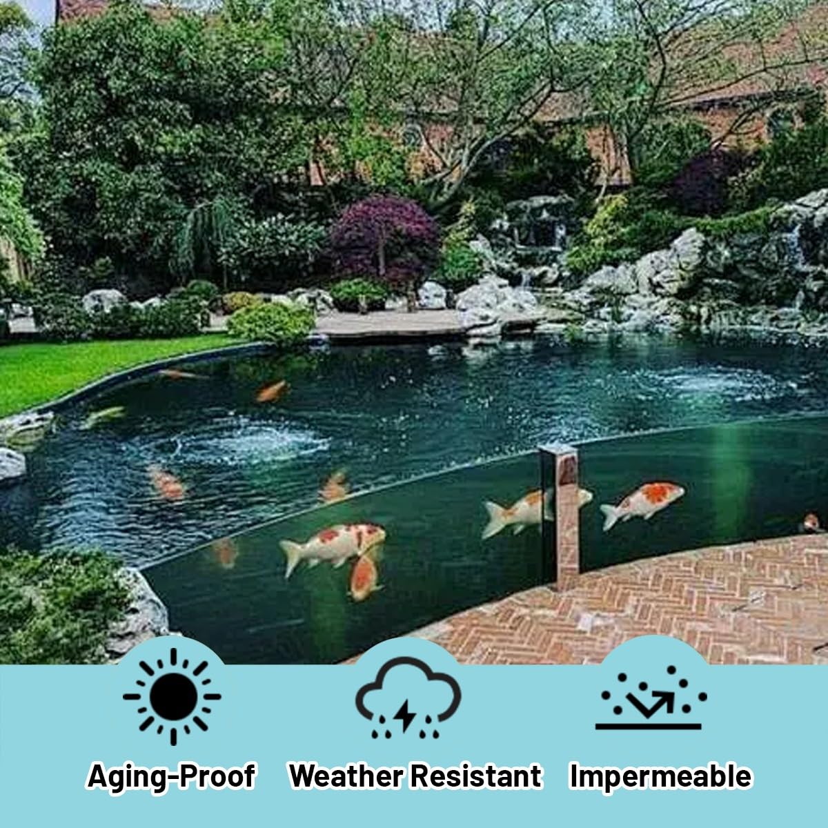 Telo per Laghetto Nero in HDPE 0.12mm 5x5m 10x10m 13x13m Rivestimento per laghetti pre-tagliata Fodera per Laghetto, Resistente ai Raggi UV e alle intemperie, per Paesaggistica Giardini ( Dimensione :