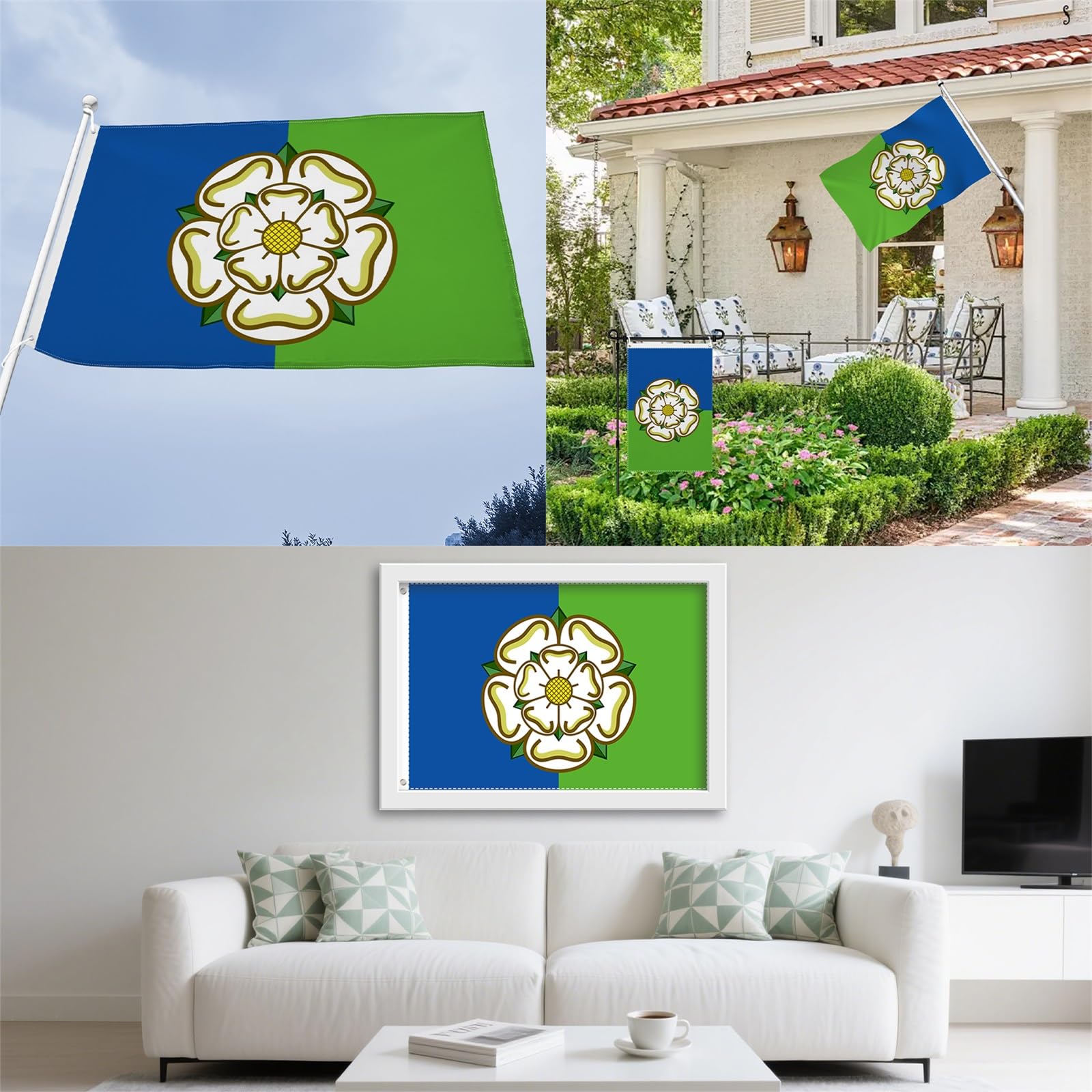 Aoihrraan Est Riding Of Yorkshire County Bandiera 180x300cm Doppio Lato Inghilterra Calcio Sport Bandiere Feste Esterne Giardino Casa Porch Party Decor Bandiere Con 2 Robusti Grommets