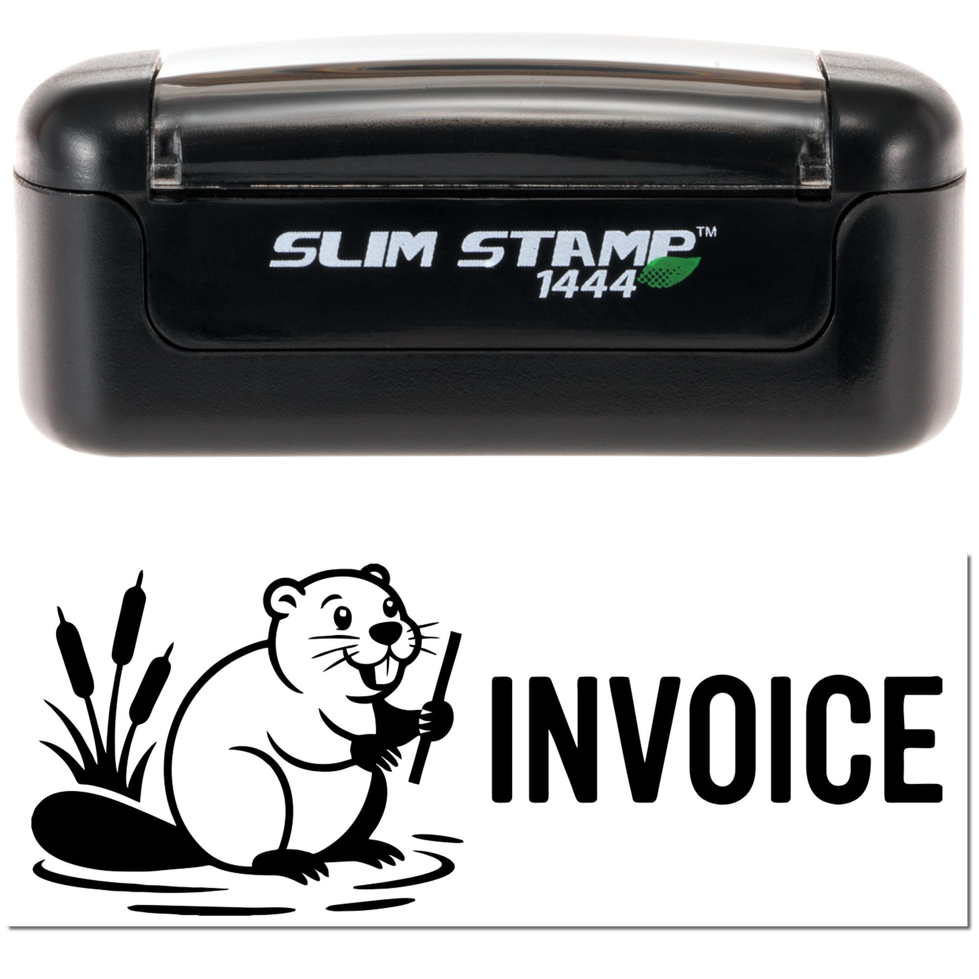 Rustic Foxy Parcel Badge Self-Inking Stamp for Etsy Shop Owners, Small Business Shipping Handmade Gifts; Fox Logo, Return Address, Kraft Mailer Branding: Small Slim Pre-inked 20124-Invoice