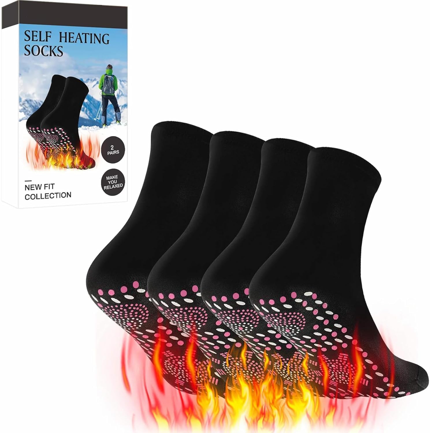 Calze Autoriscaldanti,Calzini Riscaldati,Calzini Magnetici,Calze Autoriscaldanti Tormalina,Tcalzini Termiche per Uomo/Donna,Scaldapiedi,Massage Socks,per Campeggio,Escursioni,Pesca,Ciclismo,2 Paia