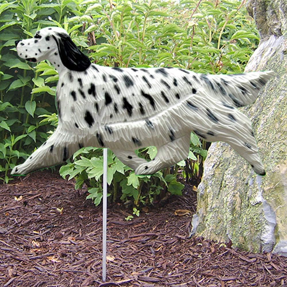 English Setter Outdoor Garden Dog Sign Hand Painted Figure Blue