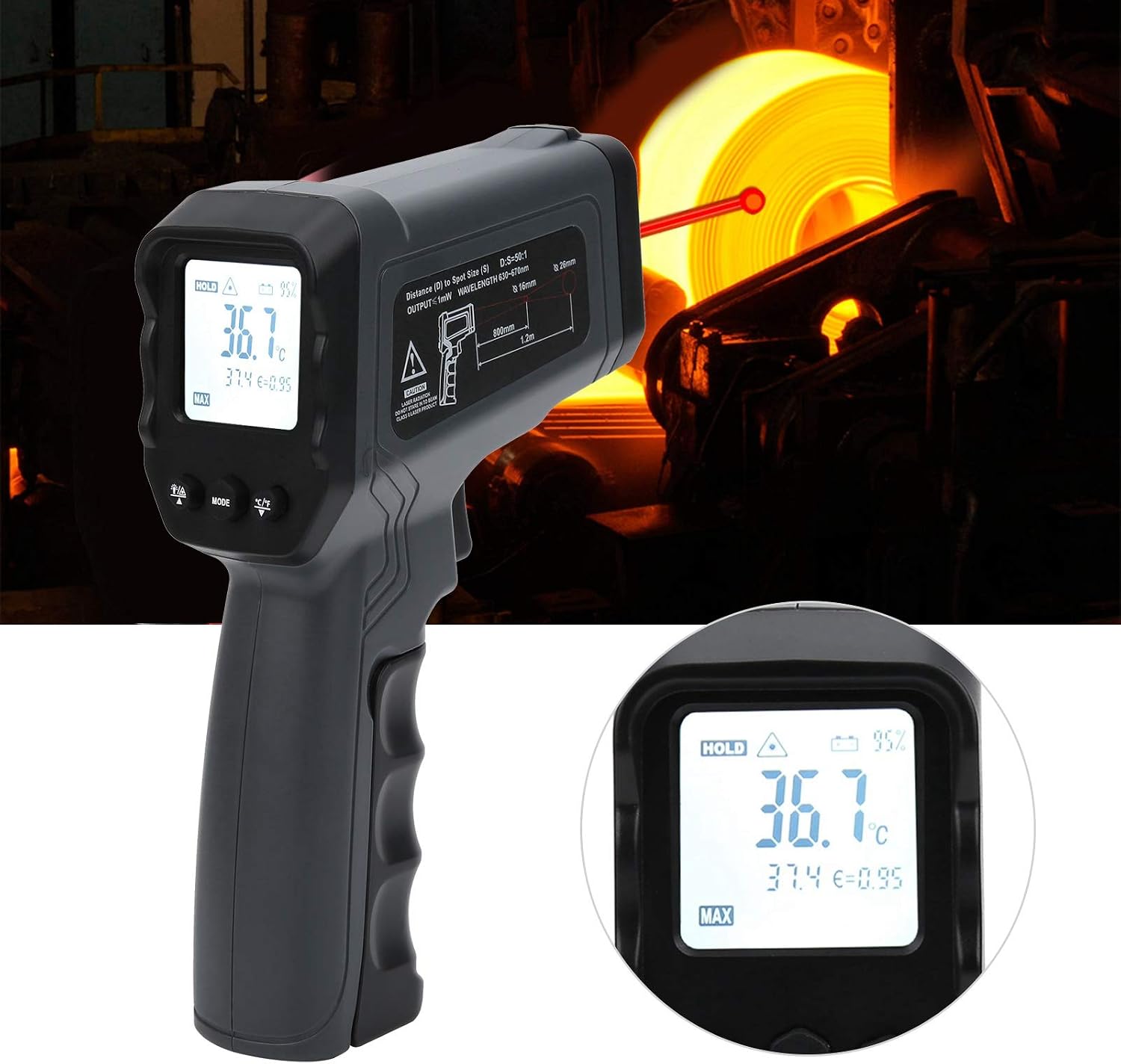 Close-up of the Eujgoov DT8011E display showing temperature reading