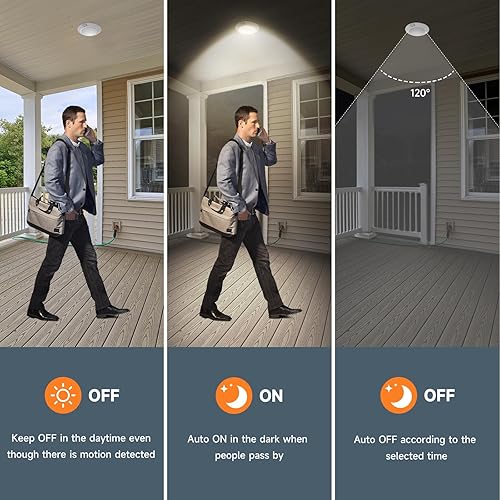 Miniatura 5 de ECOELER Luz de techo LED con sensor de movimiento de 6 pulgadas, 16 W, 1000 lm, 3CCT seleccionable activada por movimiento, luz de disco de montaje