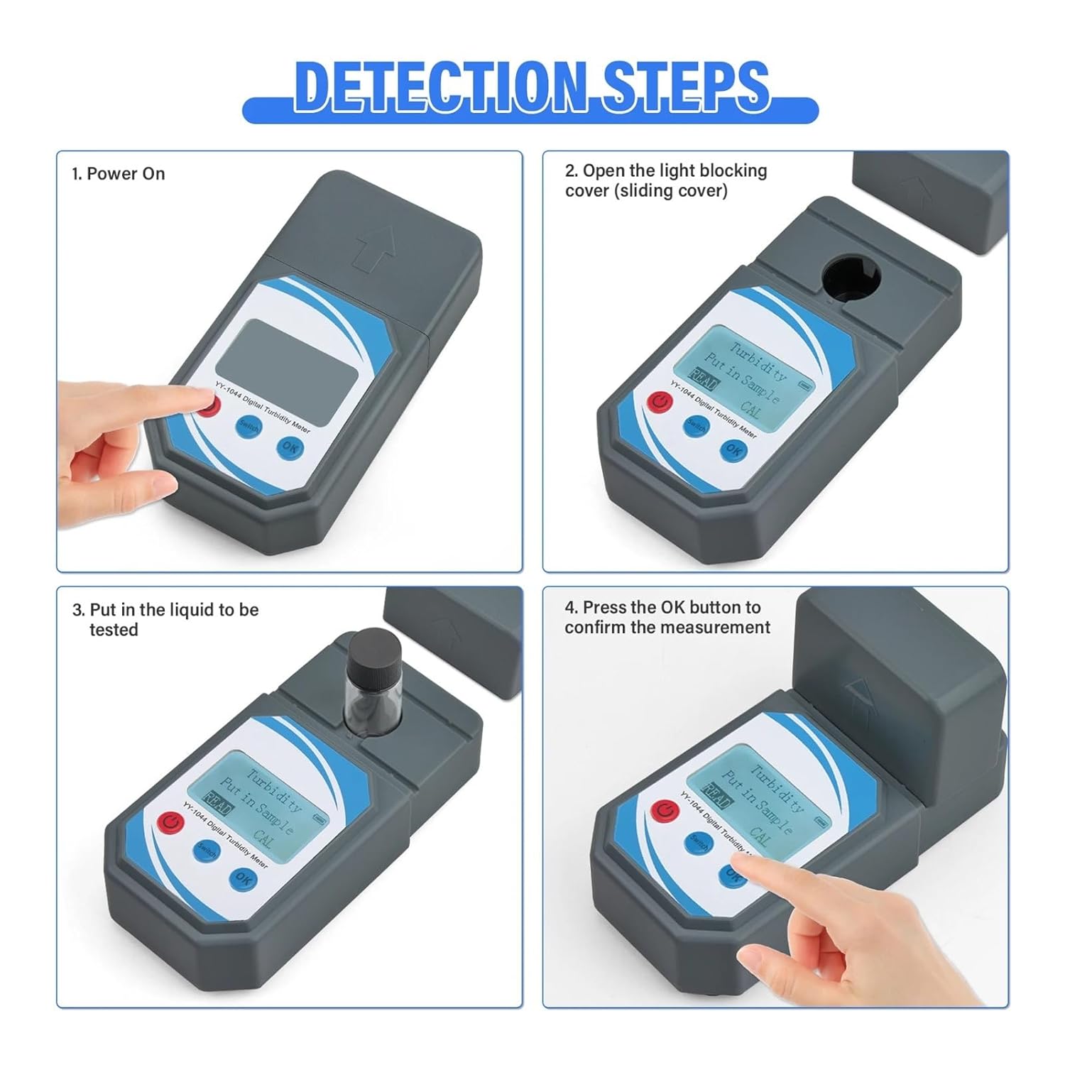 Portable Turbidity Meter 0–1000NTU Handheld Water Quality Tester with Scattering Light Aquarium Lab Use for Plant Wine Industry
