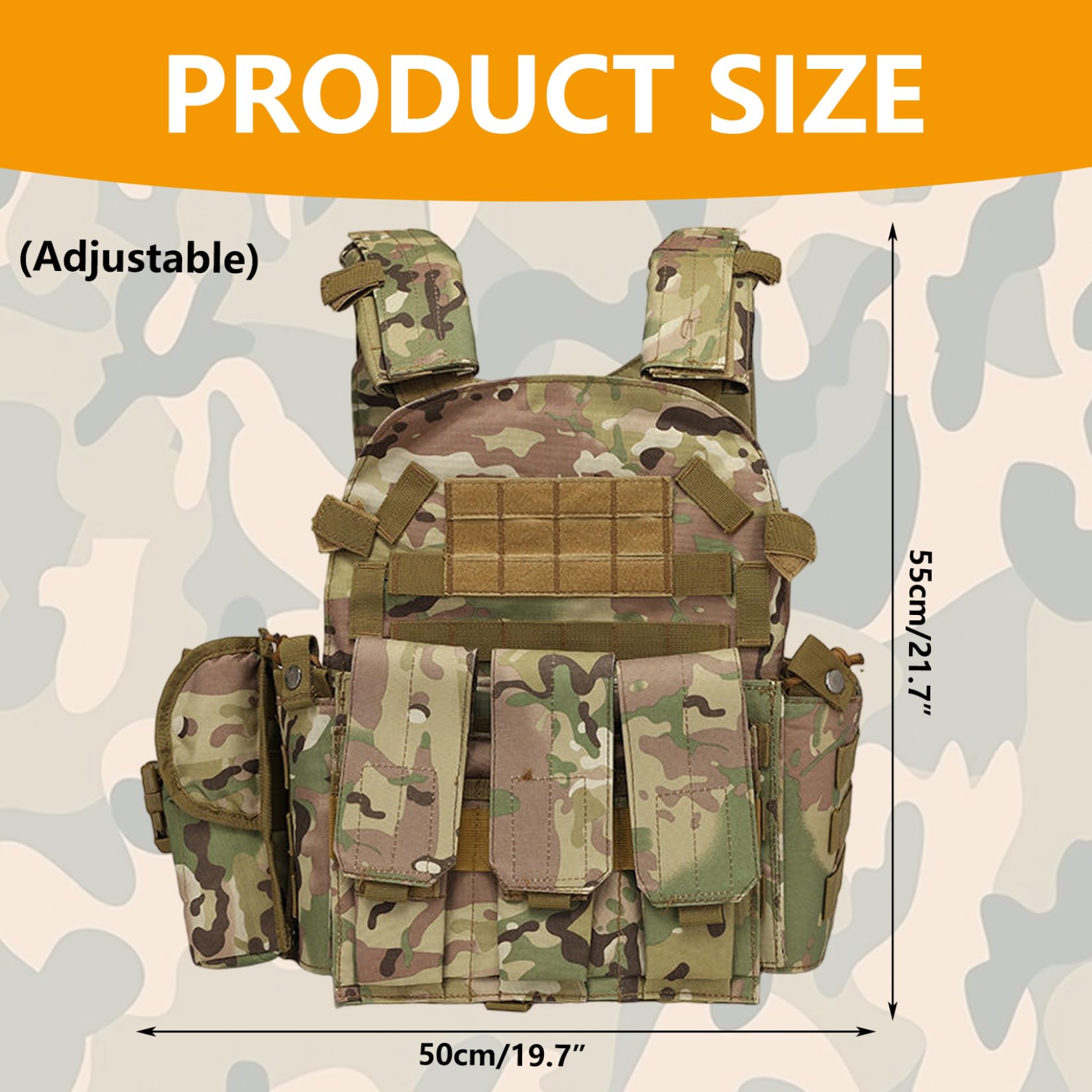 Gilet Softair, portapiatti Multifunzionale Molle - Gilet Traspirante Regolabile per attività all'aperto, Allenamento, Sicurezza