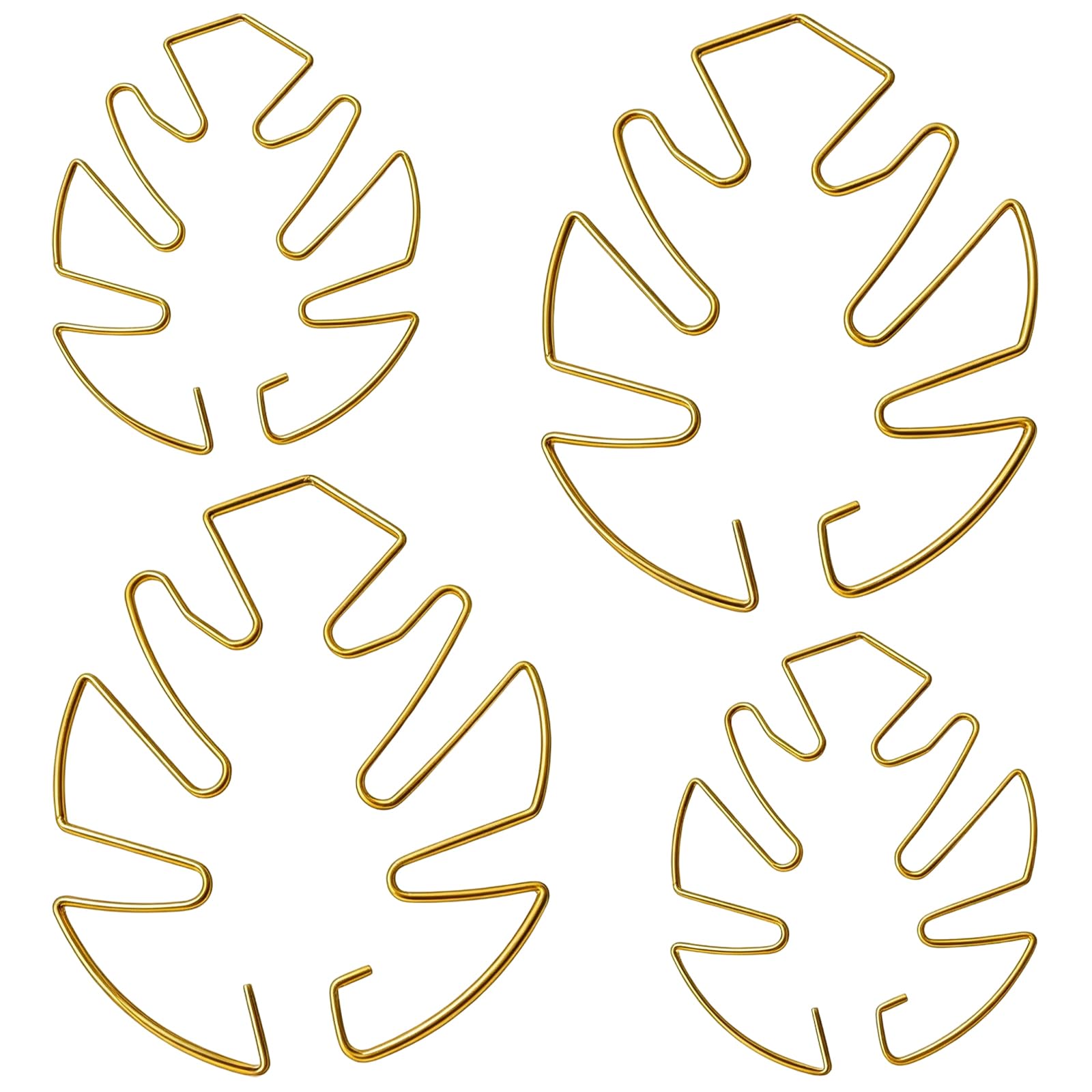 DOPENSPI 4 Pcs 2 Sizes Golden Monstera Plant Support, Leaf Shaped Plant Support Iron Stem Holder Climbing Vines Turtle Shell Clamp Set Indoor Plants Stakes for Vertical Growth Stability