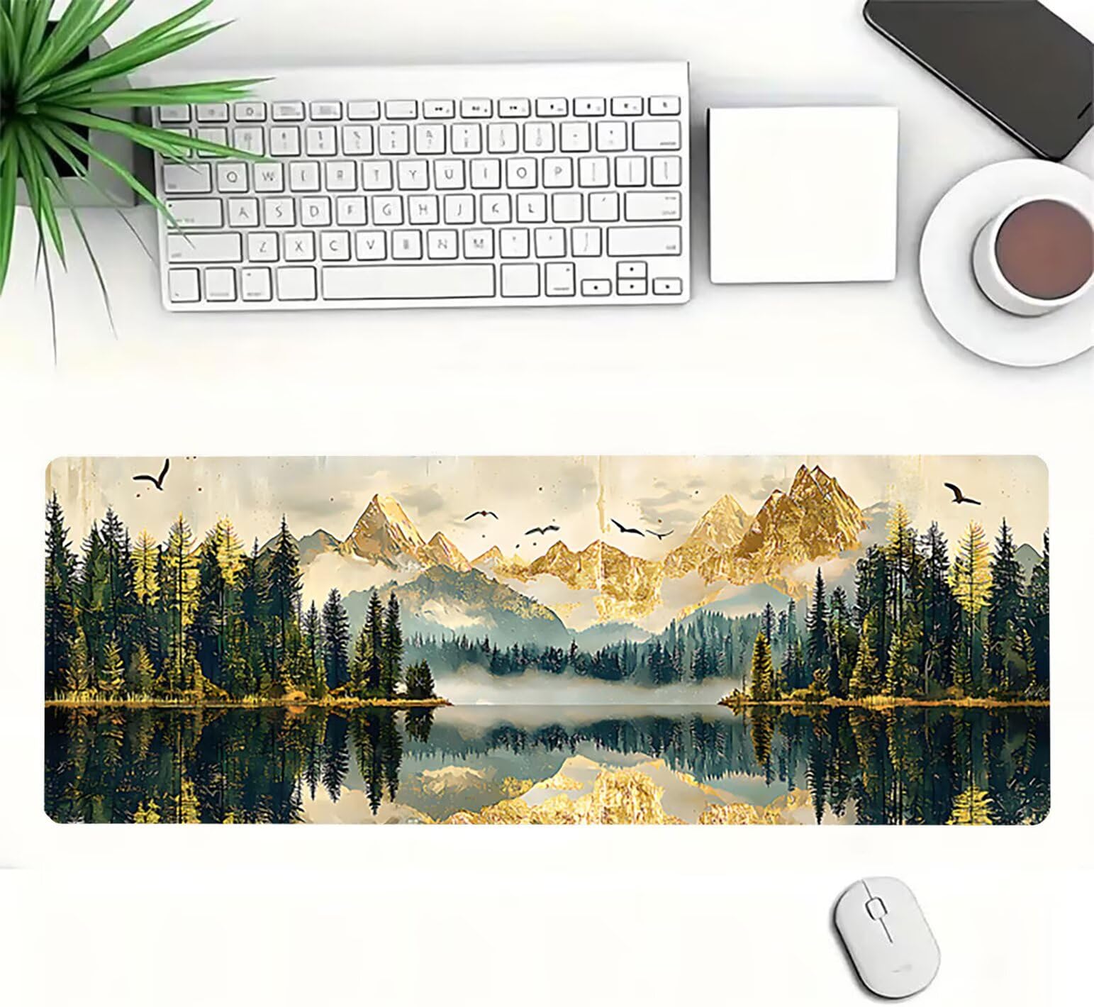 Podkładka pod mysz XXL, góry, duża podkładka pod mysz dla graczy, 1600 x 800 x 3 mm, krajobraz, podkładka pod mysz ze szwami na krawędziach, ponadwymiarowa, antypoślizgowa gumowa podkładka, idealna