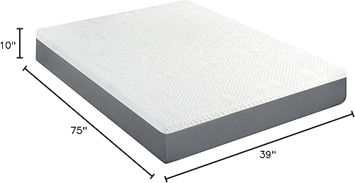 Miniatura 2 de Olee Sleep Colchón de espuma viscoelástica ventilado de 10 pulgadas, certificado CertiPUR-US, gris, tamaño individual