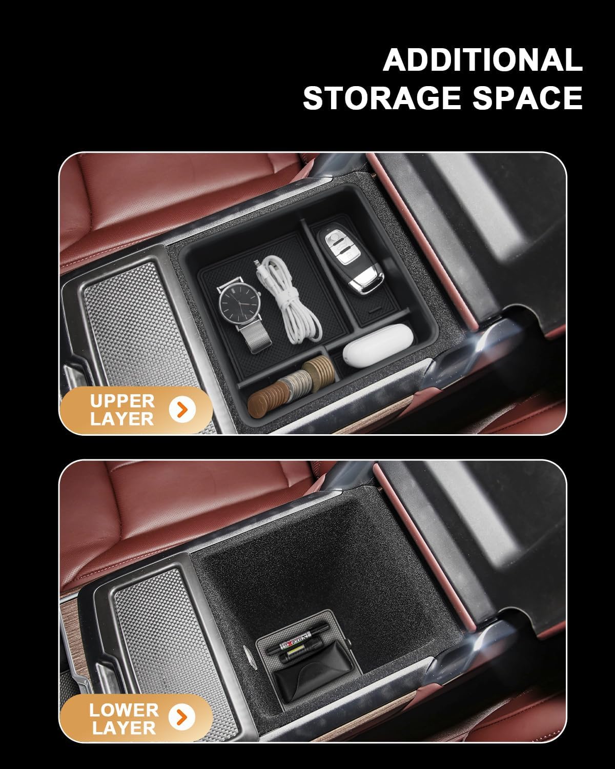 ECOZEN Center Console Organizer for 2023-2026 Range Rover/Range Rover Sport - Armrest Box Organizer Tray Compatible with 2023-2026 Range Rover/Sport(No Refrigerator) Accessories Armrest Organizer ABS