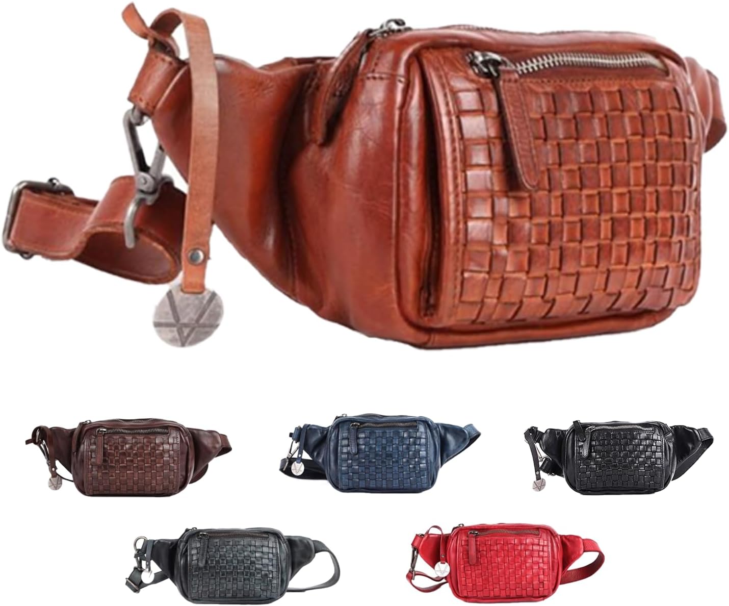 Genuine Leather Waist Bag Unisex, Waist Bag for Travel Trendy Casual Travelling Essentials Kept Bag Stylish, Durable, and Secure Travel Companion(VL-094-COGNAC)