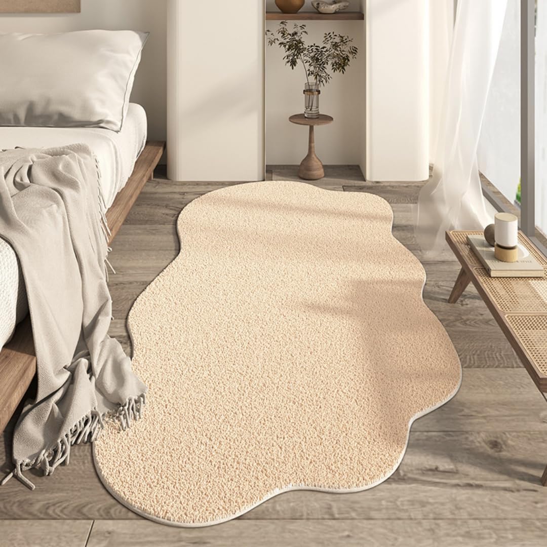 Weiche Mikrofaser, rutschfest, gemütlicher Schlafzimmerteppich mit gewelltem Design, perfekt für Wohnzimmer und Kinderzimmer, 60 x 200 cm, Farbe 4, idealer Nachttisch-Akzent-Teppich