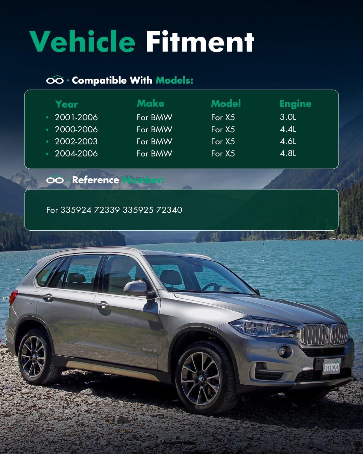 SCITOO Front Shocks Set of 2 for X5, Shocks Absorbers and Struts Fits 2000 2001 2002 2003 2004 2005 2006 for X5 Amortiguadores