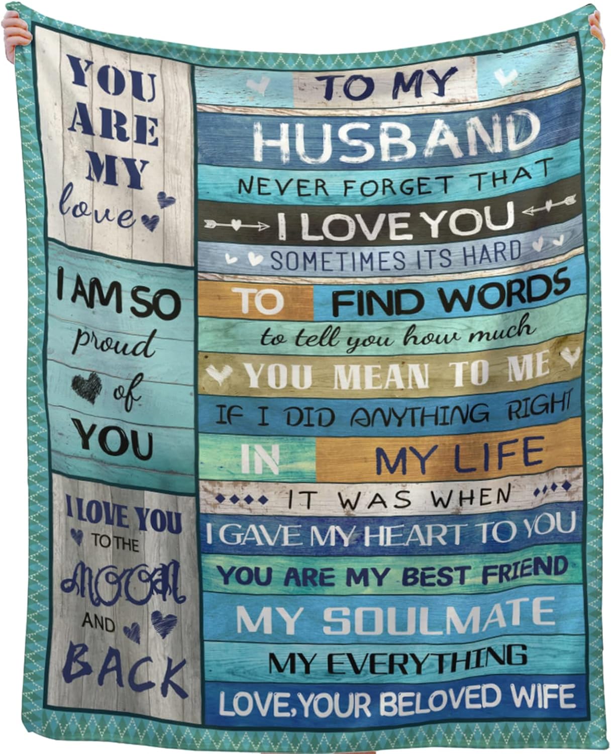 to My Husband Blankets from Wife, Anniversary Valentines Gifts for Husband Soft Cozy Flannel Throw Blanket Birthday Gifts for Men Couch Bed Sofa 60"x50"