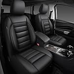 CAR PASS Faux Leather Car Seat Covers Front Seats Only, 3D Foam Support Car Seat Covers, Universal fit for Trucks Vans SUVs Sedans Automotive Comfortable, Airbag Compatible 2 Pieces Front Solid Black
