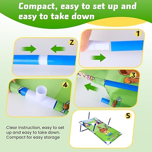 Miniatura 3 de Juego de lanzamiento de bolsas de frijoles 2 en 1, juego de lanzamiento de anillosCornhole con bolsas, divertidos juegos al aire libre para niños