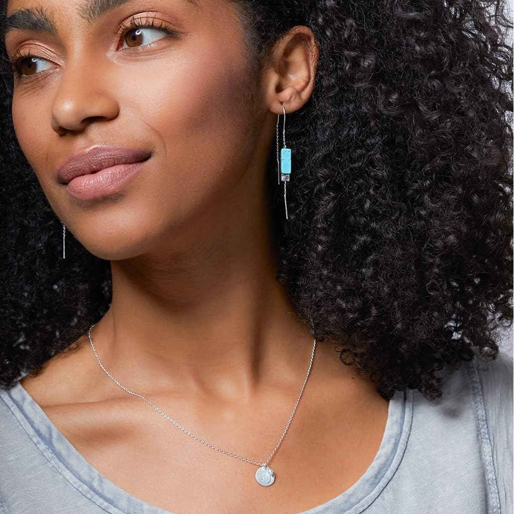 Scout Curated Wears - Rectangle Stone Thread Earring - Turquoise/Black/Silver