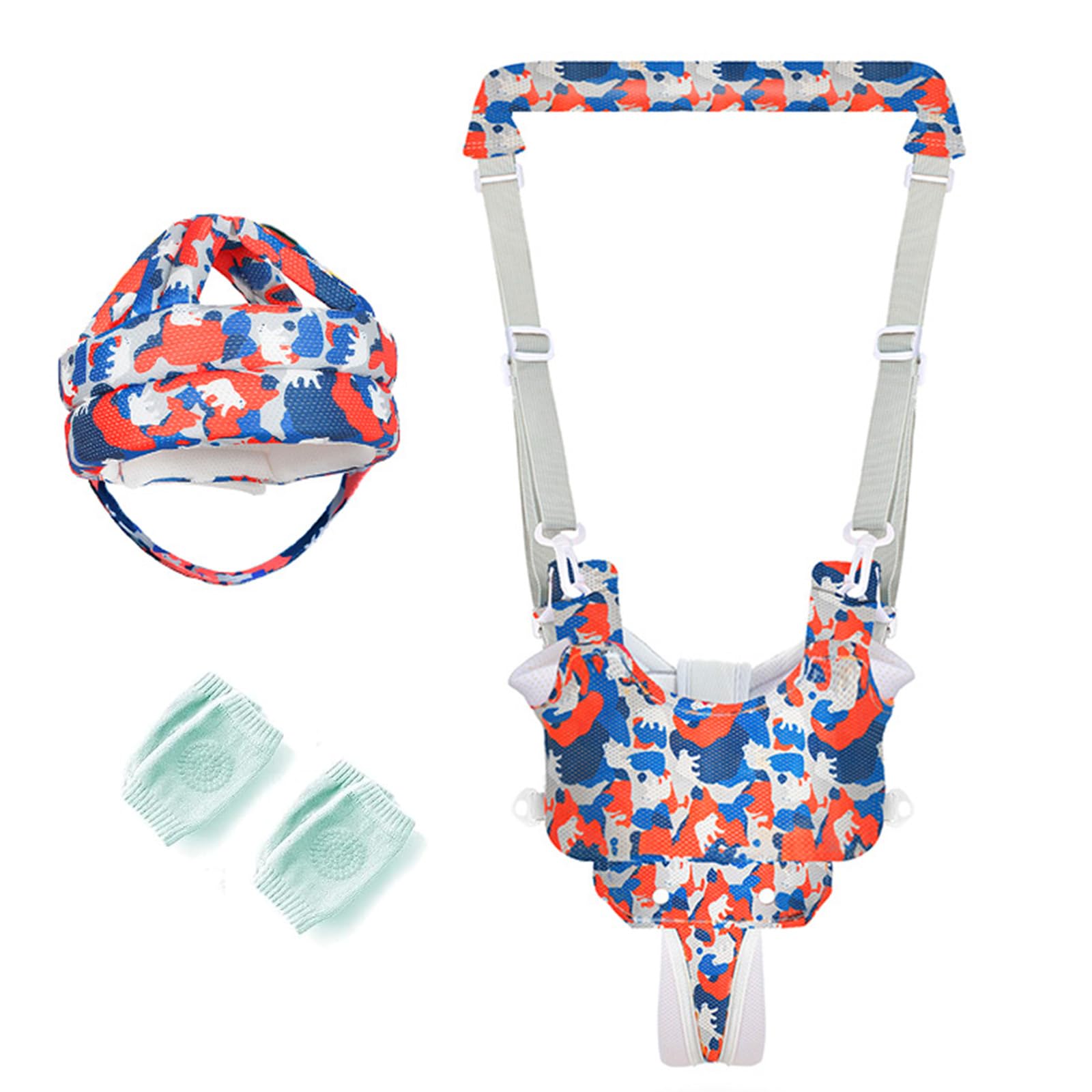 baby walking harness and Safety Helmet baby walking wings Handheld Kids Walker Helper - Toddler Infant Walker Harness Assistant，Baby Head Protector Helmet Breathable- for 6-24 Month Old(colorful)