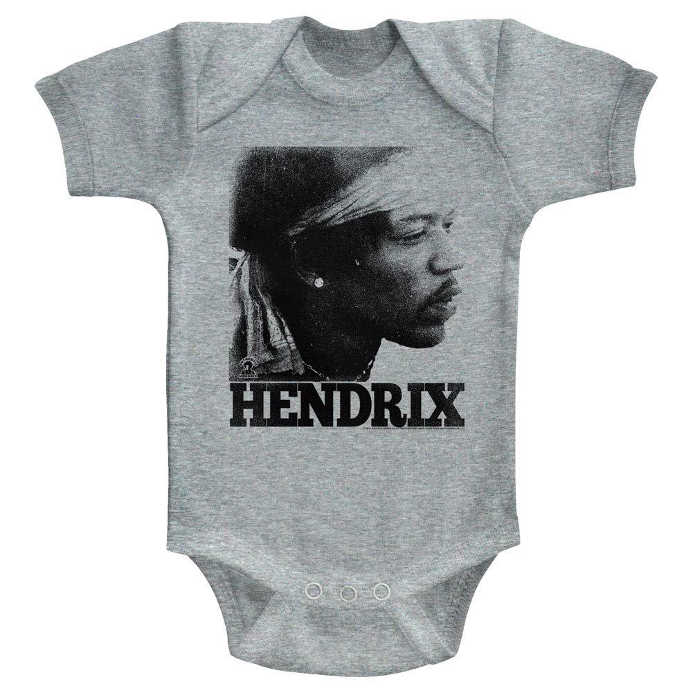 American Classics Jimi Hendrix 1960's Psychedelic Musical Icon Face Faded Infant Baby Snapsuit Gray Heather, 6 Months
