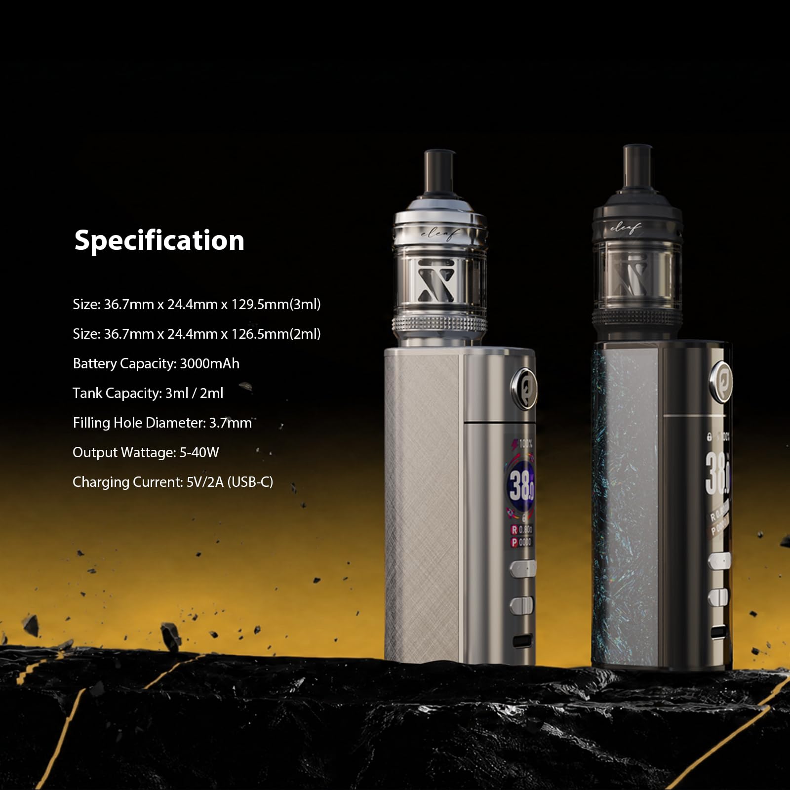 Eleaf iStick X40 + GTL X Tank Kit 3000mAh 40W vape mit austauschbarem Akku nikotinfrei Silber