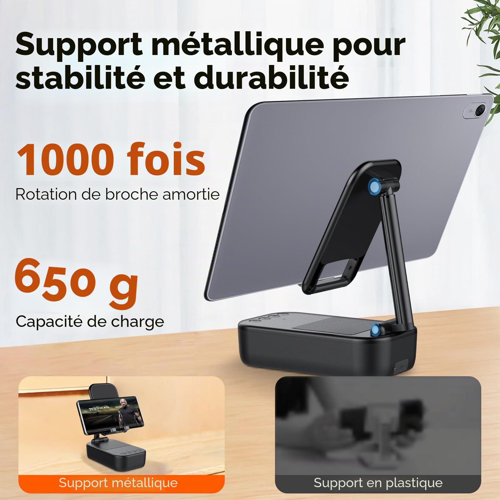 Enceinte Bluetooth Portable,Support Pliable pour téléphone Portable Bureau,Anti-Dérapant&Son Surround HD,IP7 Waterproof,Support Téléphone Bureau Convient pour Phone/Pad, pour Hommes,Femmes