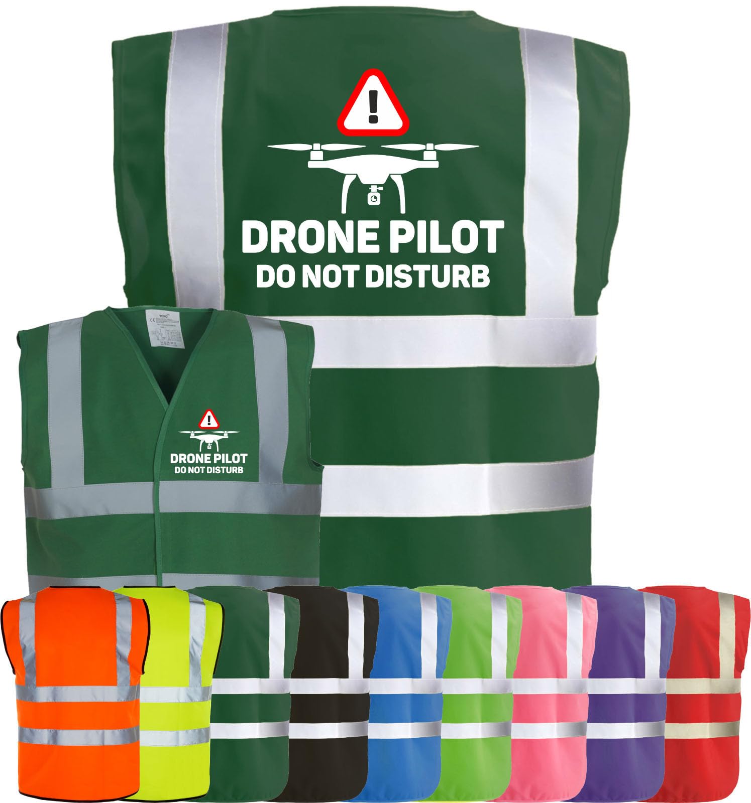 Corporate Togs DRONE PILOT OPERATOR DO NOT DISTURB Quadcopter UAV Waistcoat - Brace Hi-Vis Strips, Fully EN471 Health, Protective Safety Wear | Safety Apparel