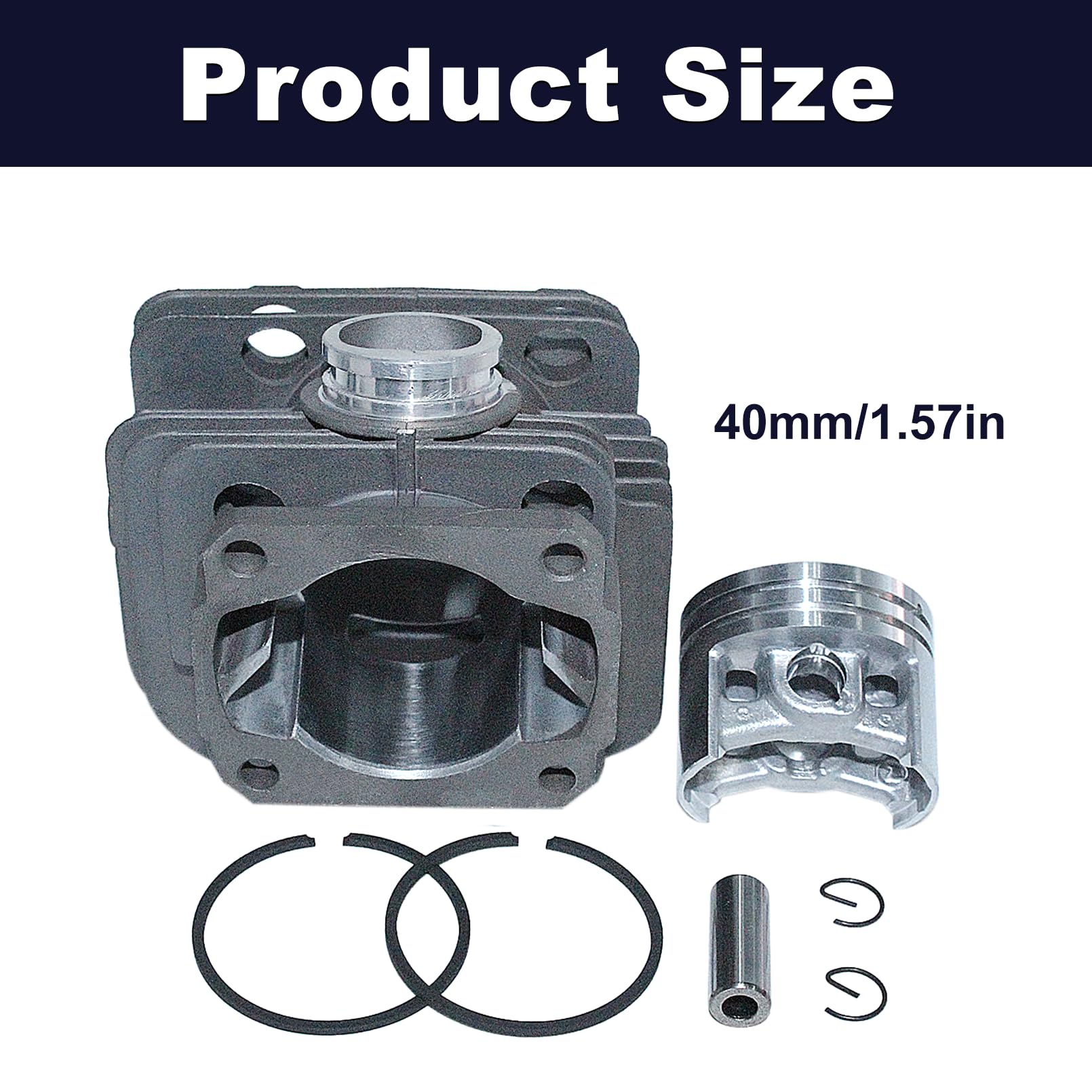40 mm Kit Cilindro e Pistone per Stihl MS200, MS200T e 020T Motoseghe, con Candela, Filtro Aria e Kit Carburatore – Sostituisce 1129 020 1201, 11290201202