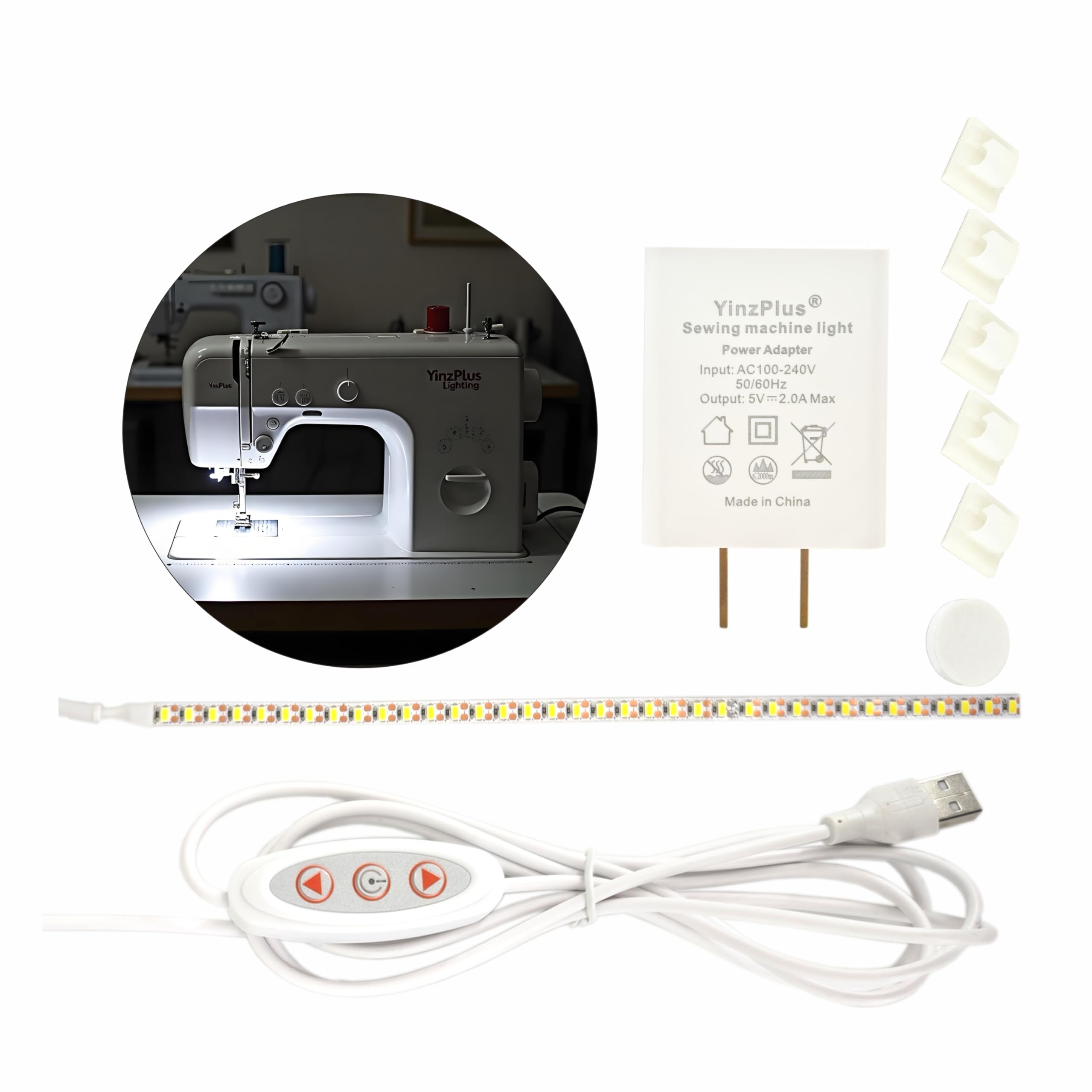 YinzPlus Economy Pack LED Sewing Machine Light Strip Stick On | Eye-Protection | Quick installasion | 11.77 Inch | Flexible | Dimmable Ra 90 High Brightness 6000K Cold White Light