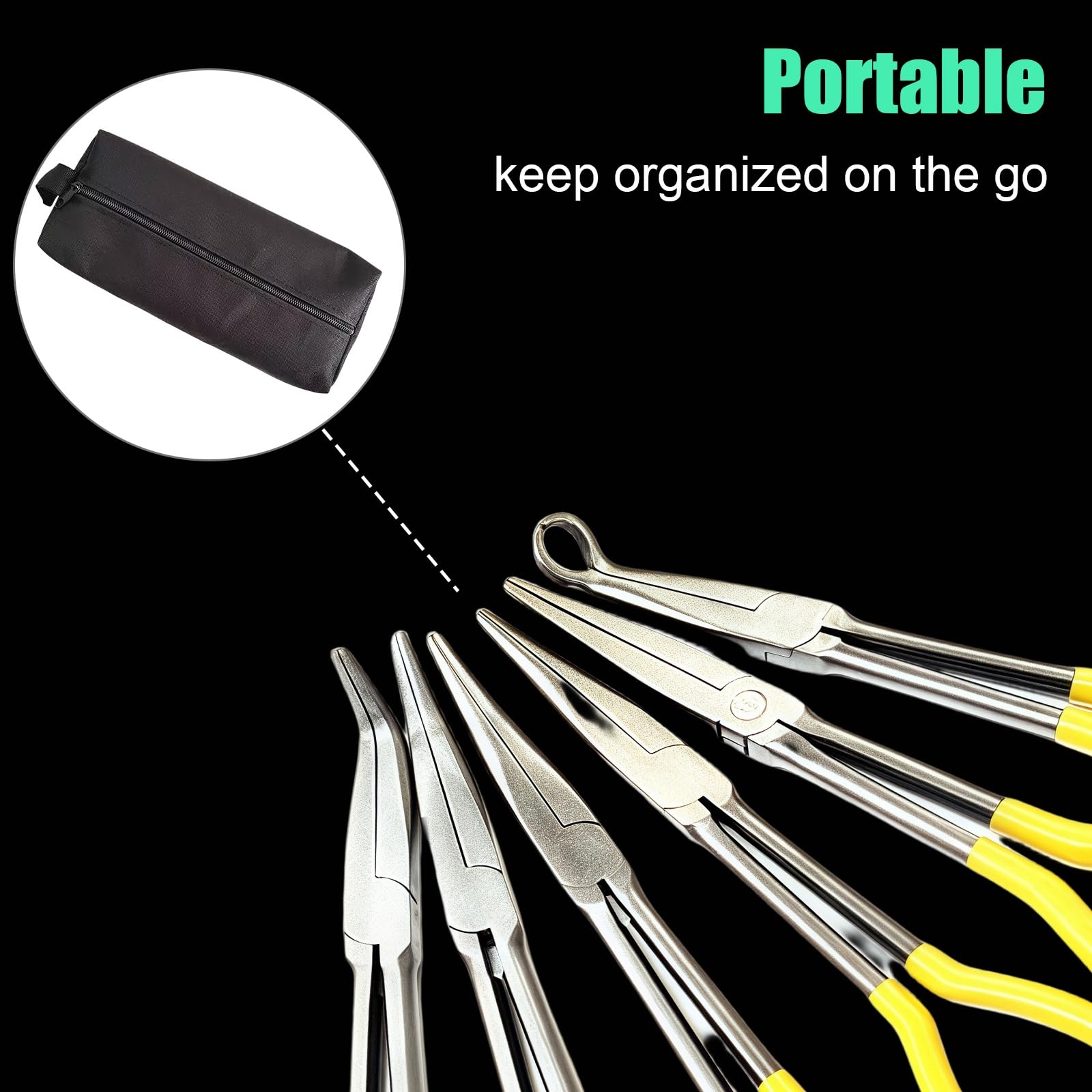 Pinze a becco lungo, 28,9 cm, per spazi stretti, 6 pezzi